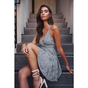 Lulus Days of Beauty Dusty Blue Burnout Skater Dress* Size Small WD24